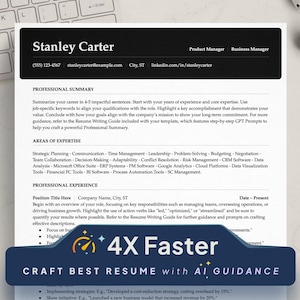 CV-mall för produktchef: Modern, ATS-vänlig (Google Dokument, Word, Pages)