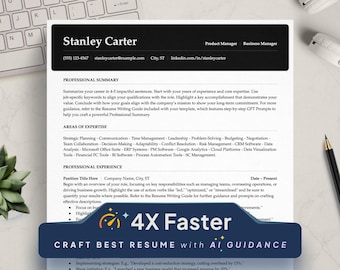 Produkt-Manager-Lebenslaufvorlage: Modern, ATS-freundlich ( Google Docs, Word, Pages)