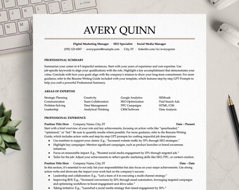 ATS Lebenslauf-Vorlage: Minimalistischer Lebenslauf für digitales Marketing (Word, Pages, Google Docs)