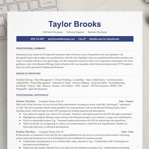 ATS-freundliche Lebenslaufvorlage für Entwickler, Software-Ingenieur, Backend-Entwickler | Moderner, bearbeitbarer Lebenslauf für Google Docs, Word, Pages