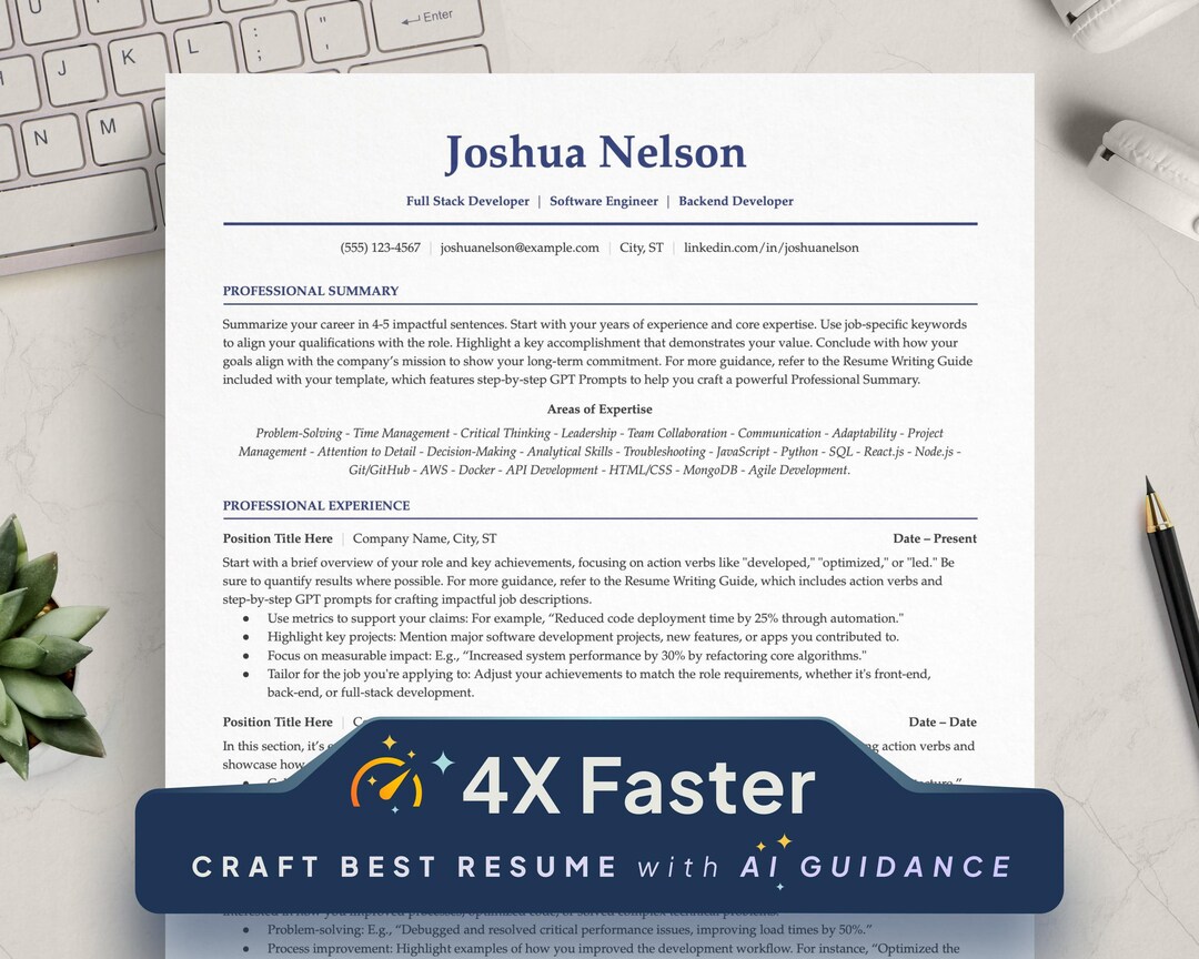 Ats-friendly Resume Template: Modern CV for Google Docs, Word, Pages - Etsy