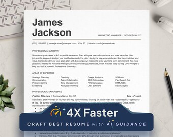 ATS Lebenslauf-Vorlage: Moderner, sauberer Lebenslauf für Google Docs, Word, Pages (Digitaler Download)