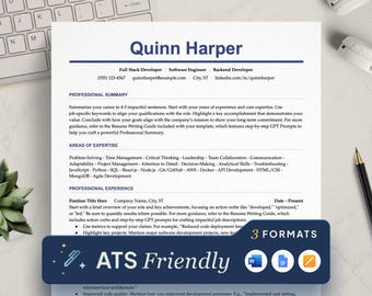 ATS Lebenslaufvorlage: Moderner Lebenslauf für Software Engineer (Webdesign, Word, Pages)