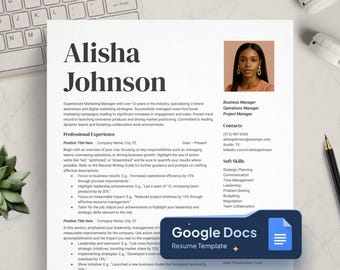 Bearbeitbare Lebenslaufvorlage mit Foto: Professioneller Lebenslauf in Google Docs