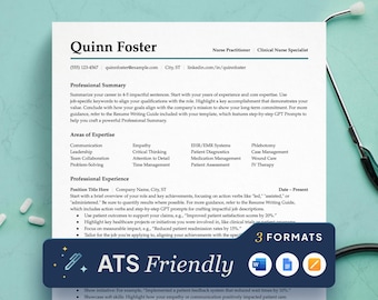 Lebenslaufvorlage für Krankenschwester: Moderner, ATS-freundlicher Lebenslauf ( Google Docs, Word, Pages)