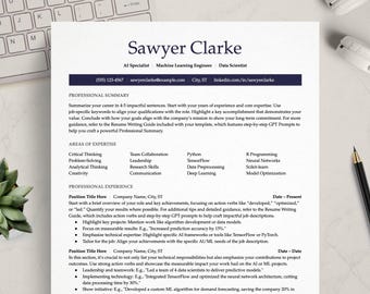 KI-Spezialist Lebenslaufvorlage: Modern, ATS-freundlich ( Google Docs, Word, Pages)