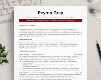 Cybersicherheit Lebenslauf Vorlage: Moderner minimalistischer Lebenslauf (Word Docs, Pages)