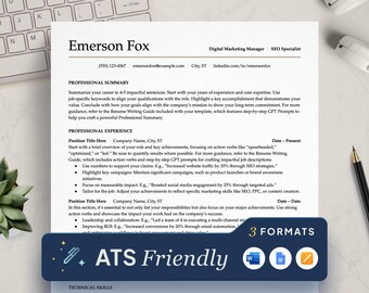 Marketing-Lebenslaufvorlage: ATS-freundlicher Lebenslauf, Google Docs, Word, Pages