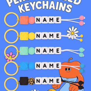 Llavero de cuentas con nombre personalizado: regalo personalizado para ella, dije para mochila, llavero con letras, estilo retro y moderno, accesorios hechos a mano.