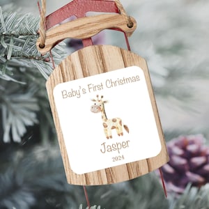 Personalized Baby Giraffe Ornament, Custom Baby Giraffe First Christmas Ornament, Personalized First Christmas Gift, Baby Keepsake
