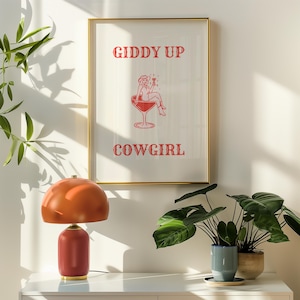 Giddy Up Cowgirl Wall Art Print | Trendy Retro Western Wall Art | Digital Typography Quote Print