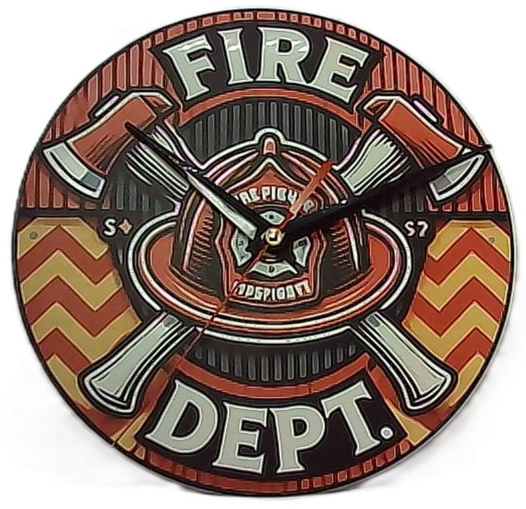 Handmade FIRE DEPT Round Decorative Wall Hanging Metal Sign Clock, Wall ...