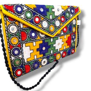 Sindhi Embroidered Clutch - Ethnic Handcrafted Purse, Ethnic Clutches for women - gift for her, Artisan Handmade Purse, Mexican Style purse