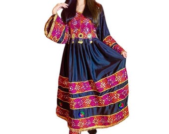 Afghani Traditional Dress | Women&#39;s Afghani Cultural Attire | Ladies Formal Outfit | Silk partywear Shalwar suit | Fancy dress, kutchi dress