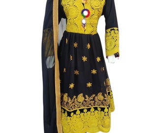 Afghan Traditional Handmade frock dress for women | Afghan tribal embroidered shalwar kameez | Formal cultural women&#39;s clothing, Eid dress