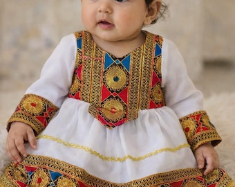 Girls Afghan Traditional Dress - Eid shalwar kameez for 6 months to 3 years  girls