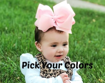 Big Hair Bows, Girls Big Bows, 6 Inch Hairbows, Large Hairbow Sets, You Pick Colors, Girls Headbands, Large Bows, Double Stacked Bows, Jumbo