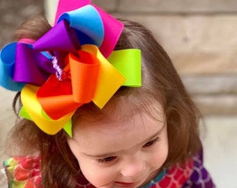 Girls Hair Bows Boutique Hairbows Baby Headbands set of 5 Basic 5 inch Classic