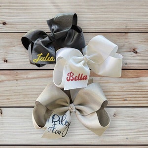 Custom Glitter Name Monogram Hair Bow, Personalized Monogram Bows, Large 6&quot; Grosgrain Custom Bow, You choose Colors, Monogram Hairbow