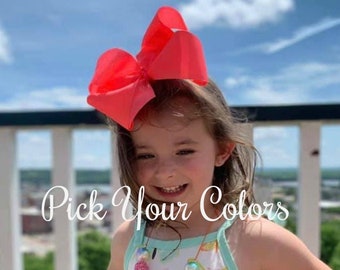 Big Bows, Girls Large Hairbow, You Pick Colors Bows, jumbo 6 Inch Bows, Texas Sized Bows, extra big Bows,  X-tra Large hairbows for Toddler