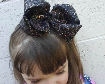 Black Glitter Bow, Chunky Glitter Bow, Black Glitter Hairbow, xtra large bow, extra big Bow, Big Black Bow, Huge Hair bows, Pageant Bows