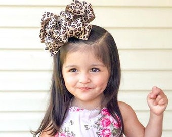 leopard hair bow for babies