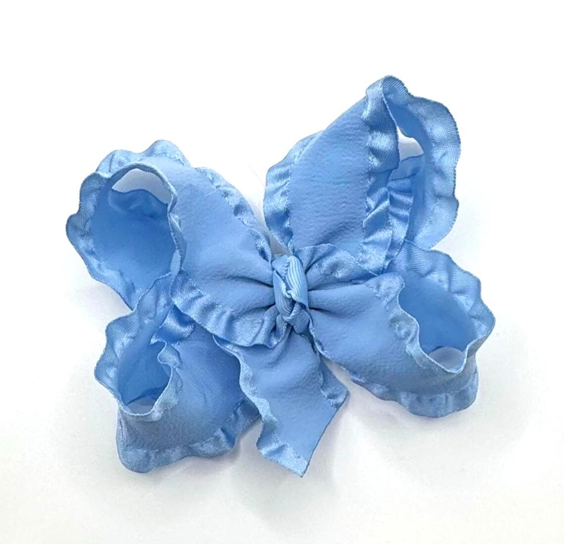 Double Ruffle Hair Bow, Hair Bows, Baby Ruffle Bows, Blue Double Ruffle, Medium 4 Inch Bow ...