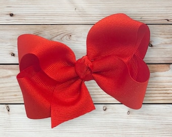 Red Hair Bow, Bows for Girls, Toddler Hair Bows, Hairbows for Baby, 4" Hair Bow, 3" Bows, Holiday Bows, School Hair Bows, Boutique Bow,