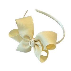 Ivory Headband, Hard Headbands, Hair Bows, Big Girls Headband, Hair Bow on Headband, Headbands with Bows, Toddler Headband Medium 4 Inch Bow