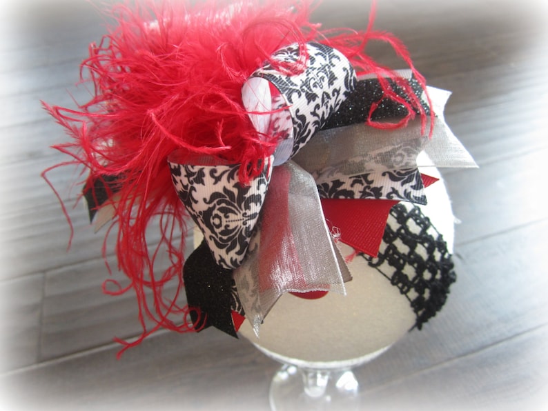 Valentine/'s Day Over the Top Ostrich Feather Hair Bow Boutique Pageant Hairbows