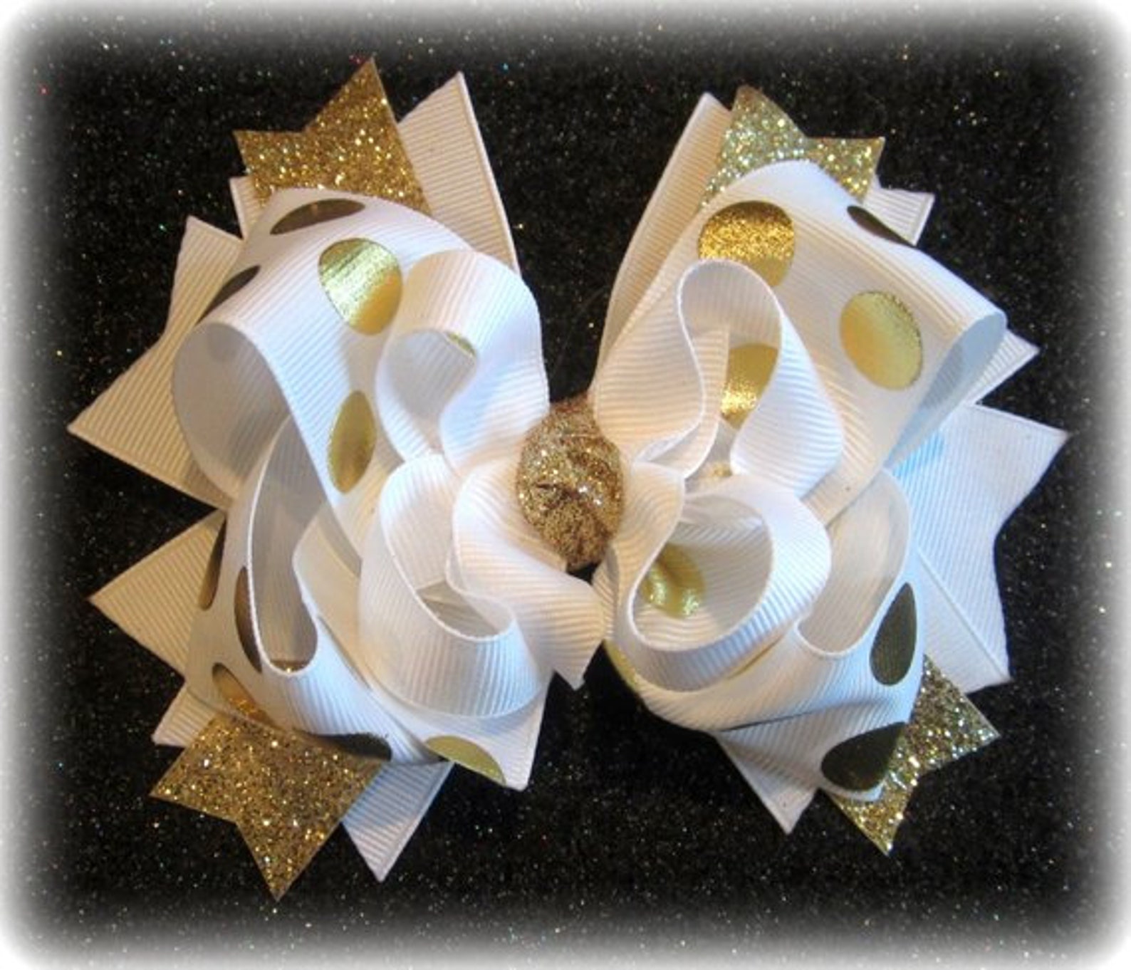 Gold Hair Bow Gold Hairbow Boutique Hair Bow Gold Glitter Etsy