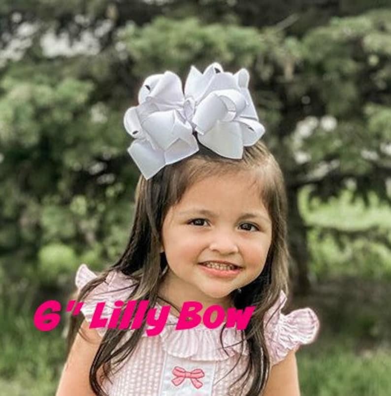 Neon Pink Hairbow 4 5 6 inch Bows Neon Pink Hair Bow Large bows for girls Big Double Bow Lilly Bow Layered Hairbow BTS Jumbo Bow