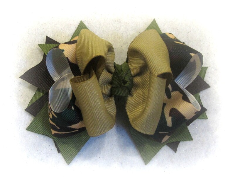 Camo Hair Bow Boutique Hair Bows Camouflage Hairbow Army Etsy