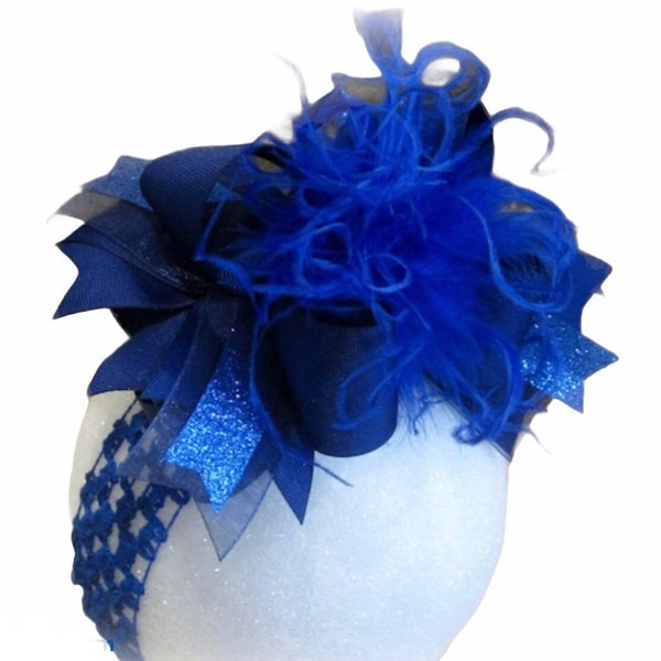 Royal Blue Over the Top Bow, Baby Headbands, Big Blue Hair Bow, Royal Blue Big Bow, Girls Big Hair Bows, Boutique Bows, Large Hairbow