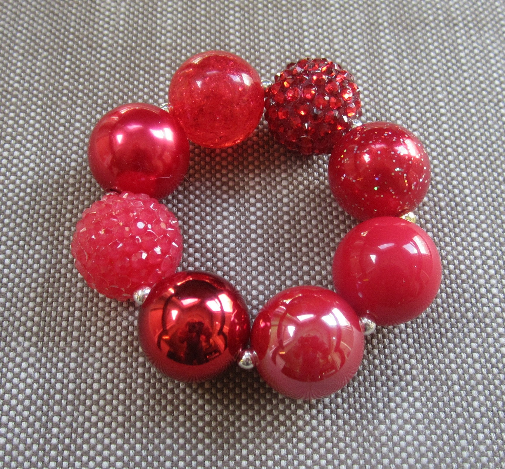 Red Bracelet Bubblegum Bead Bracelet Red Jewelry Baby Etsy