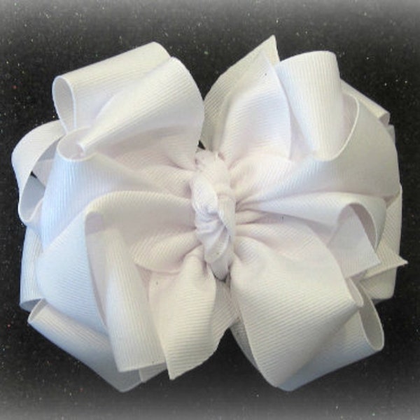 Big White Bow, White Hairbows, Girls White Bow, Baby White Headband, Layered Bows, Wedding Bow, Baptism Bow, Pure White Bows, Holiday Bows