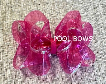 Pool Bows, Jelly Bows, Waterproof Hairbows, Water Proof Bow, Pick your Colors, Summer Hairbows, Beach Bows, Big Bows, Clear Bow, Plastic Bow