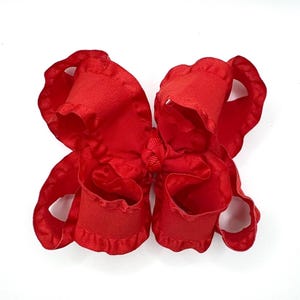 Medium Double Ruffle Bow, Red hair Bow, Bows, Hairbows, Big Bows, Double Stacked Bow, Layered Hair Bow, Boutique Bows, Red Hair Bow, Toddler