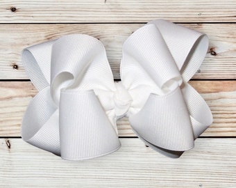 Hairbows, Large Hairbow, White Bow, Boutique Hair Bow, Girls Bows, Big Hair Bow, Double Layered Hair Bow, White Boutique hairbow, Large Bow