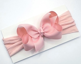 VOUS Choisissez Noeud pour cheveux sur bandeau extensible, bandeaux pour bébé, noeuds avec serre-tête, noeuds pour tout-petits, noeud moyen de 4 pouces, grand noeud de 5 pouces, noeud pour fille