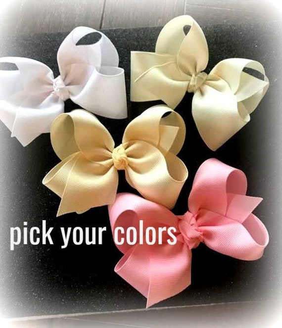 6 pc hair bows 4 inch baby girl toddler cheap hairbow lot hair clip US seller