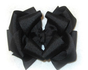 Black Hair Bow, Hairbows, Big Bows, Baby Headband, Girls Hairbows, 5 inch bow, Stacked Bows, Layered Black Bow, Toddler Bows, Triple Bows