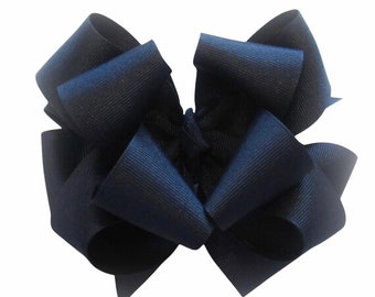 Navy Blue Bow, Big Navy Hair Bow, Blue Hairbows, Stacked Blue Bow, School Uniform Bow, BTS Bows, Big Boutique Bow, Blue Baby Headband, Large