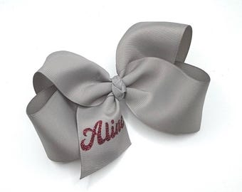 Personalized Name Bow, Monogrammed Hair Bow, Big School Bow, Monogram Bow, Personalized Bow, Custom you pick Color Bow, Classic Boutique Bow