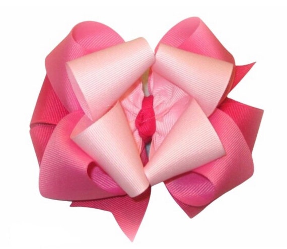 Pink Ombre Bow, Pink Hairbow, Stacked Bows, Girls Hairbows, Pink Hair Bow, Large Bows, Triple Layered Bow, Baby Headband, Baby Headbands