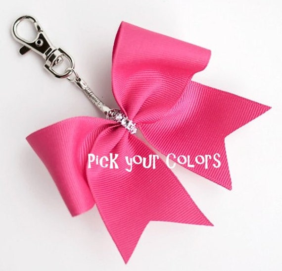 Cheer Bows Key Chain, Backpack Bow Pink Cheer Mom