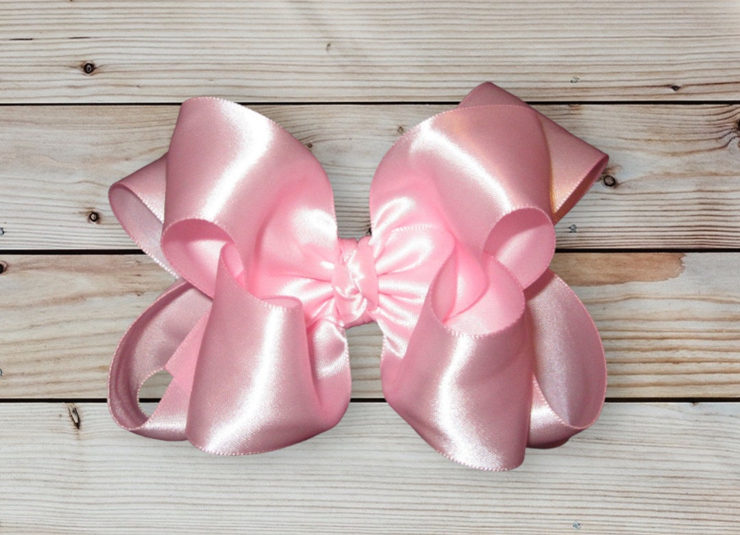 Baby Pink Satin Hair Bow, Pink Satin Hairbow, Satin Hair Bows, Boutique ...