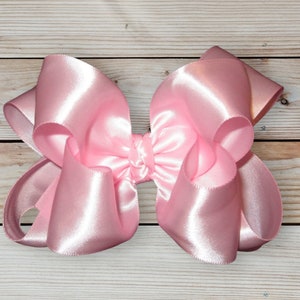 Baby Pink Satin Hair Bow, Pink Satin Hairbow, Satin Hair Bows, Boutique hairbows, Girls Hairbows, Girls Satin Hair Bow, Baby Headbands,