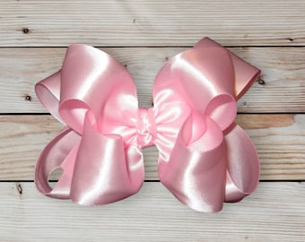 Baby Pink Satin Hair Bow, Pink Satin Hairbow, Satin Hair Bows, Boutique hairbows, Girls Hairbows, Girls Satin Hair Bow, Baby Headbands,