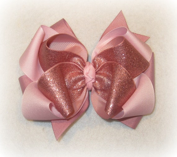 Rose Gold Hair Bow Rose Gold Bows Layered Bows Pink Bow Etsy